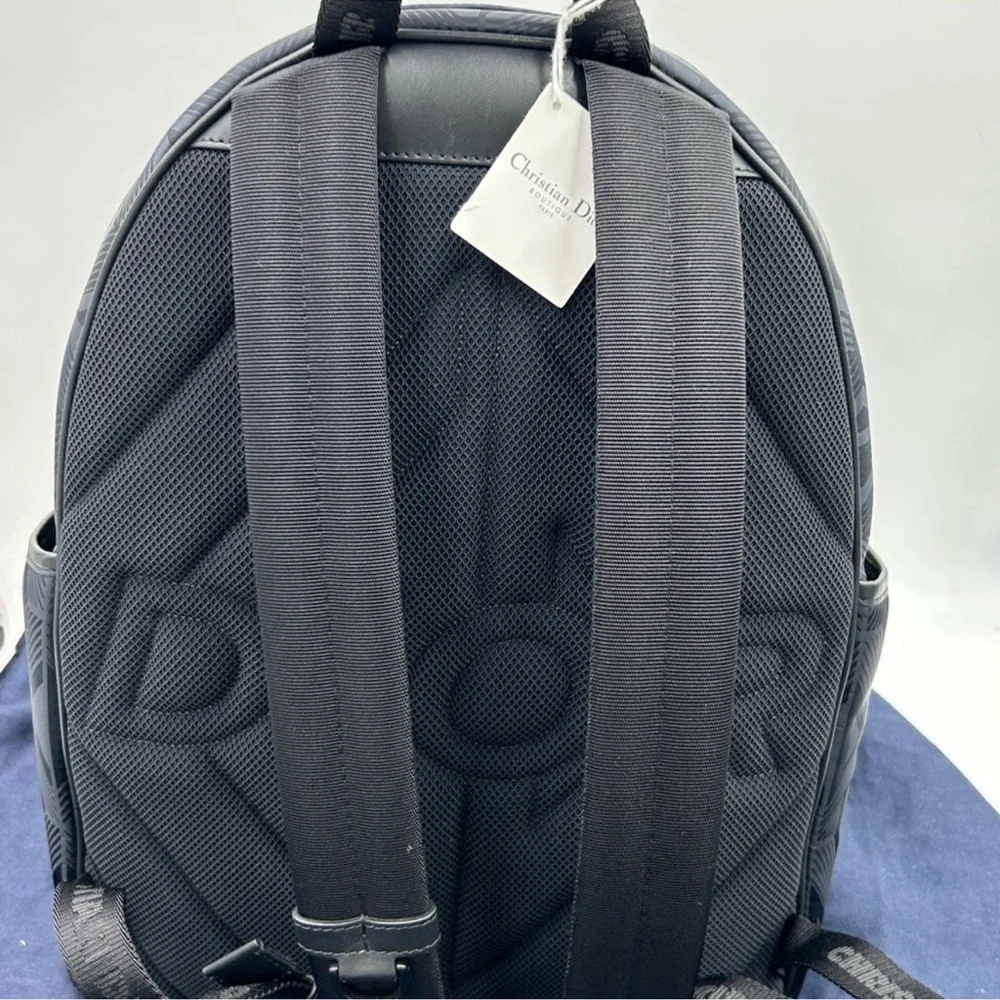 Dior diamond dark black backpack made in Italy NWT